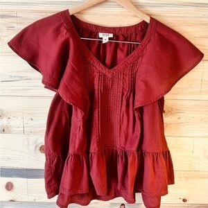 a.n.a Women's Burgundy Ruffle Blouse